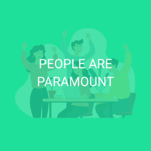 Graphic showing happy people working together